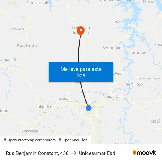 Rua Benjamin Constant, 430 to Unicesumar  Ead map