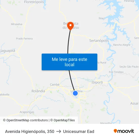 Avenida Higienópolis, 350 to Unicesumar  Ead map