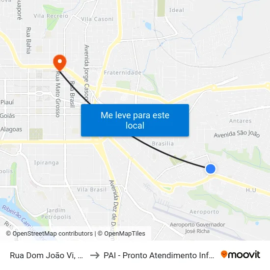 Rua Dom João Vi, 500 to PAI - Pronto Atendimento Infantil map