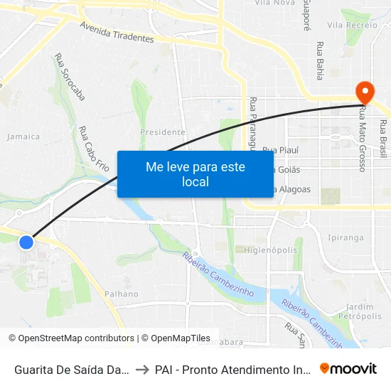 Guarita De Saída Da Uel to PAI - Pronto Atendimento Infantil map