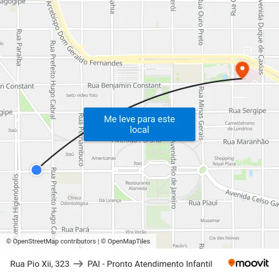 Rua Pio Xii, 323 to PAI - Pronto Atendimento Infantil map