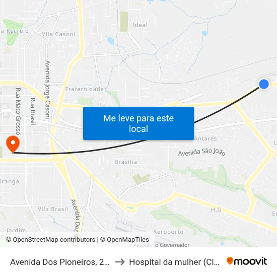 Avenida Dos Pioneiros, 2735 to Hospital da mulher (Clam) map