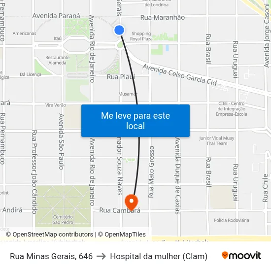 Rua Minas Gerais, 646 to Hospital da mulher (Clam) map