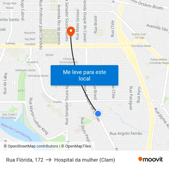 Rua Flórida, 172 to Hospital da mulher (Clam) map