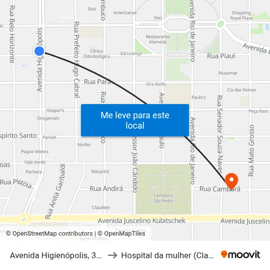 Avenida Higienópolis, 350 to Hospital da mulher (Clam) map