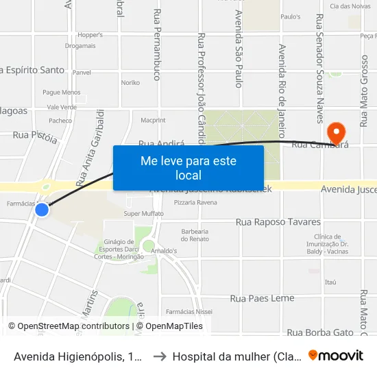 Avenida Higienópolis, 1225 to Hospital da mulher (Clam) map