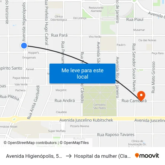 Avenida Higienópolis, 562 to Hospital da mulher (Clam) map
