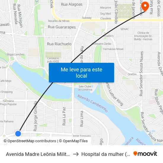 Avenida Madre Leônia Milito, 1355 to Hospital da mulher (Clam) map