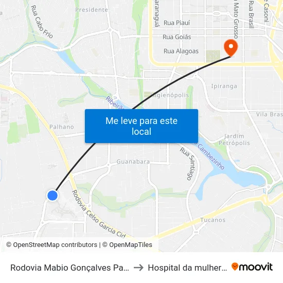 Rodovia Mabio Gonçalves Palhano, 300 to Hospital da mulher (Clam) map