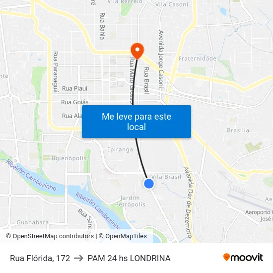 Rua Flórida, 172 to PAM 24 hs LONDRINA map