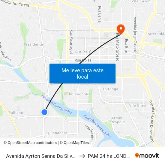 Avenida Ayrton Senna Da Silva, 509 to PAM 24 hs LONDRINA map