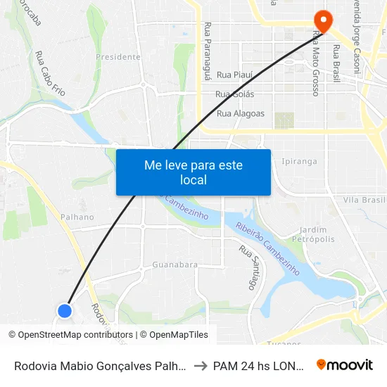 Rodovia Mabio Gonçalves Palhano, 300 to PAM 24 hs LONDRINA map