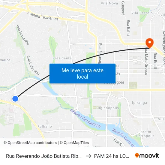 Rua Reverendo João Batista Ribeiro Neto, 76 to PAM 24 hs LONDRINA map