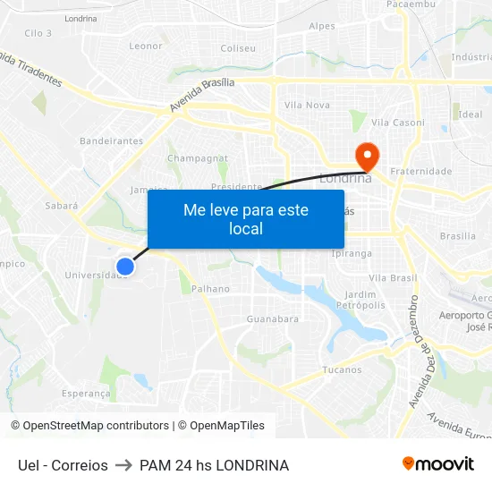 Uel - Correios to PAM 24 hs LONDRINA map