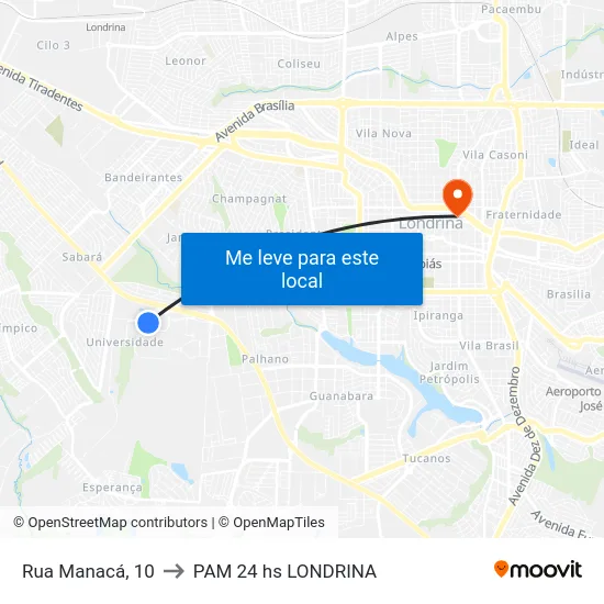Rua Manacá, 10 to PAM 24 hs LONDRINA map