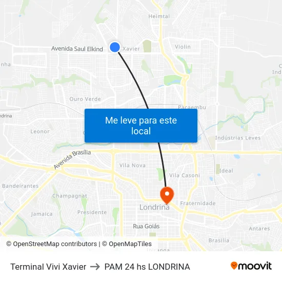 Terminal Vivi Xavier to PAM 24 hs LONDRINA map