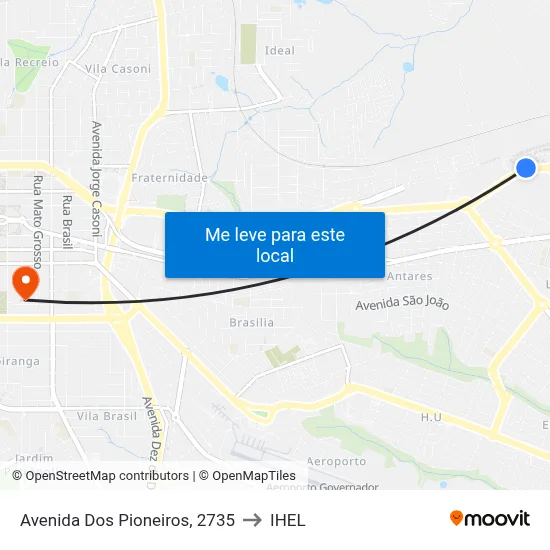 Avenida Dos Pioneiros, 2735 to IHEL map