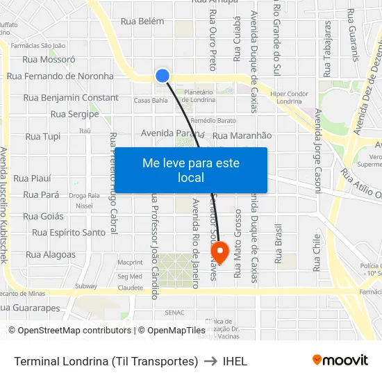 Terminal Londrina (Til Transportes) to IHEL map