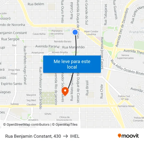 Rua Benjamin Constant, 430 to IHEL map