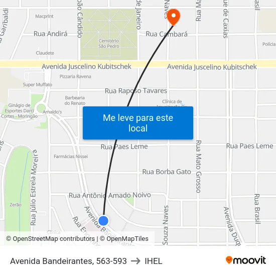 Avenida Bandeirantes, 563-593 to IHEL map