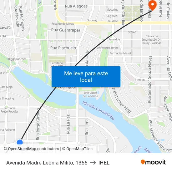 Avenida Madre Leônia Milito, 1355 to IHEL map