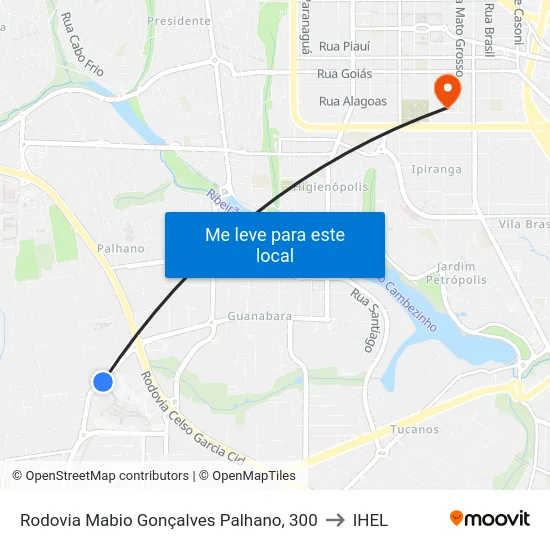 Rodovia Mabio Gonçalves Palhano, 300 to IHEL map