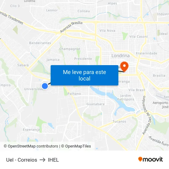 Uel - Correios to IHEL map