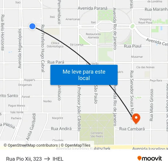 Rua Pio Xii, 323 to IHEL map