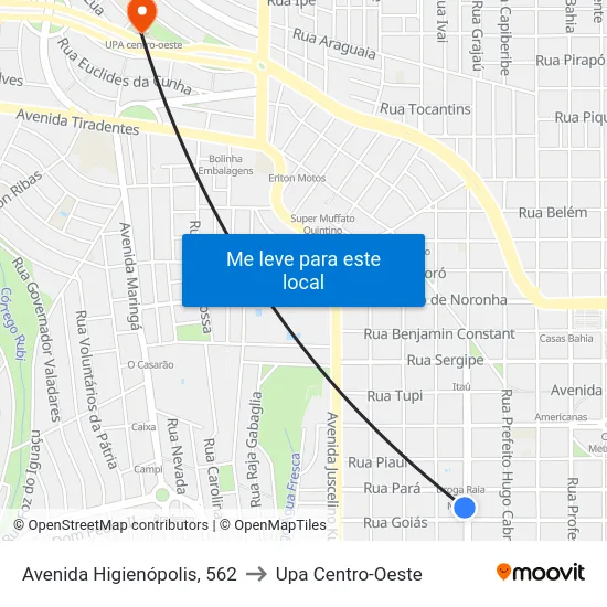 Avenida Higienópolis, 562 to Upa Centro-Oeste map