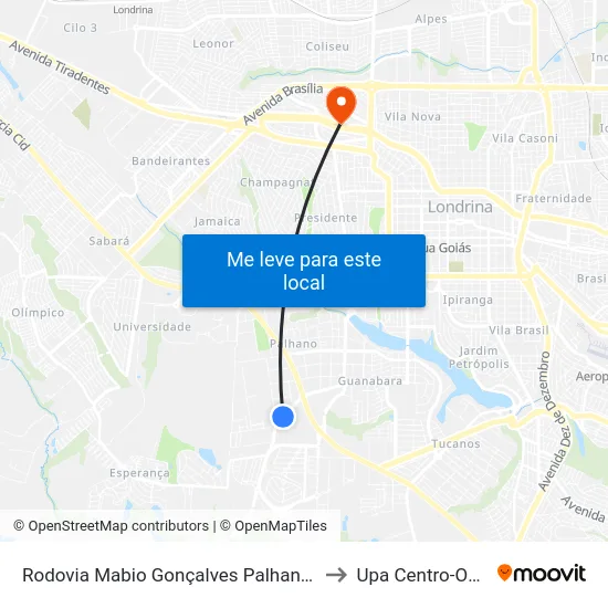 Rodovia Mabio Gonçalves Palhano, 300 to Upa Centro-Oeste map
