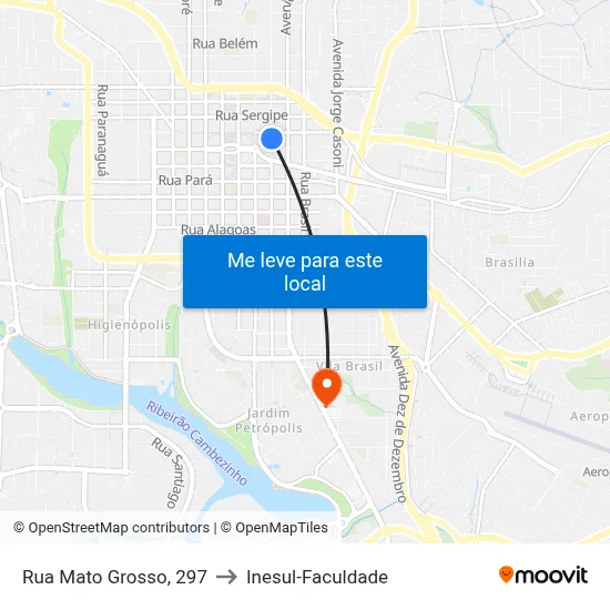 Rua Mato Grosso, 297 to Inesul-Faculdade map