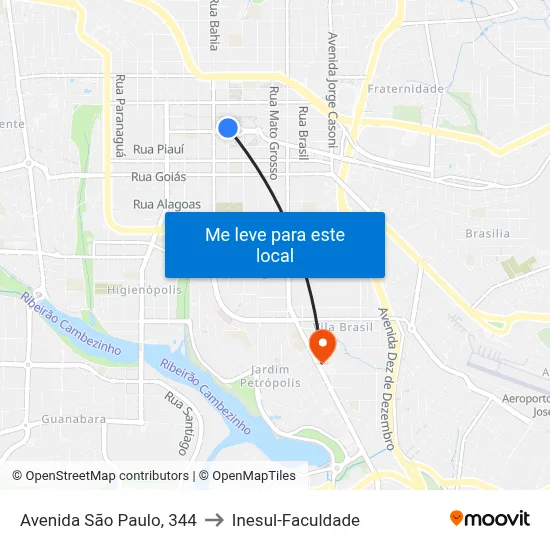 Avenida São Paulo, 344 to Inesul-Faculdade map