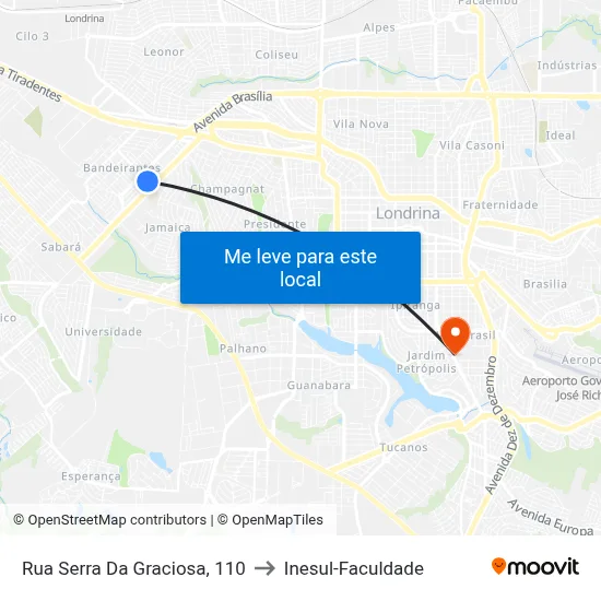 Rua Serra Da Graciosa, 110 to Inesul-Faculdade map