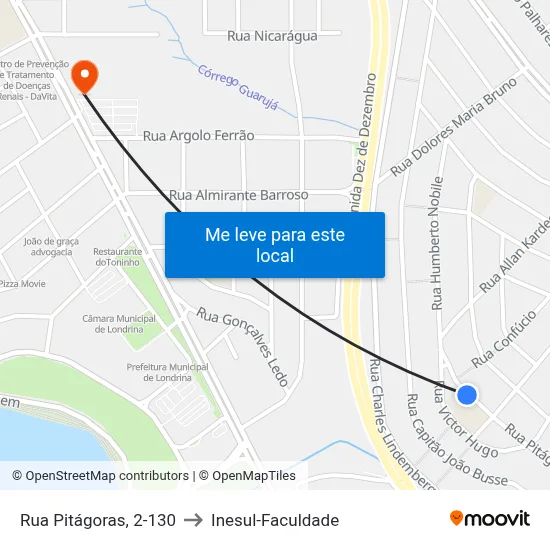 Rua Pitágoras, 2-130 to Inesul-Faculdade map