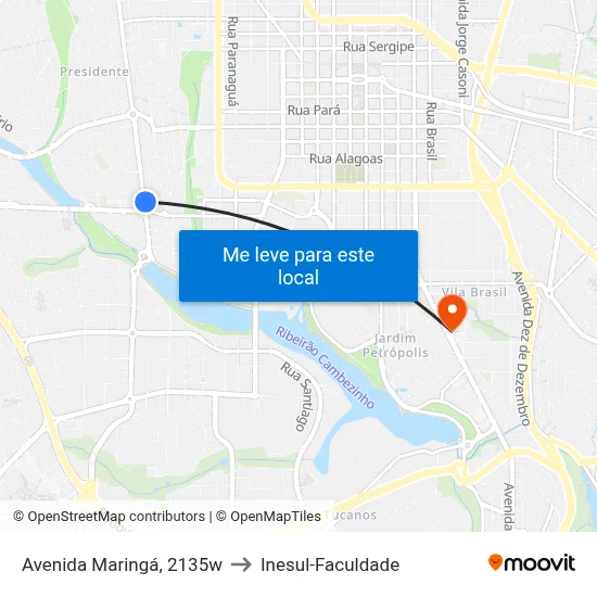 Avenida Maringá, 2135w to Inesul-Faculdade map