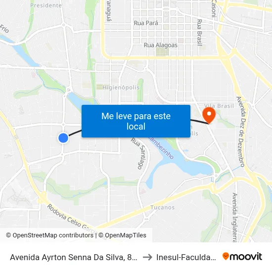 Avenida Ayrton Senna Da Silva, 815 to Inesul-Faculdade map