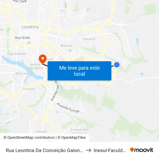 Rua Leontina Da Conceição Gaion, 141 to Inesul-Faculdade map