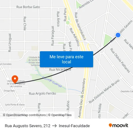 Rua Augusto Severo, 212 to Inesul-Faculdade map