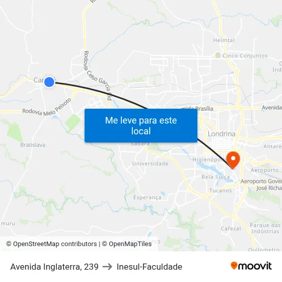 Avenida Inglaterra, 239 to Inesul-Faculdade map