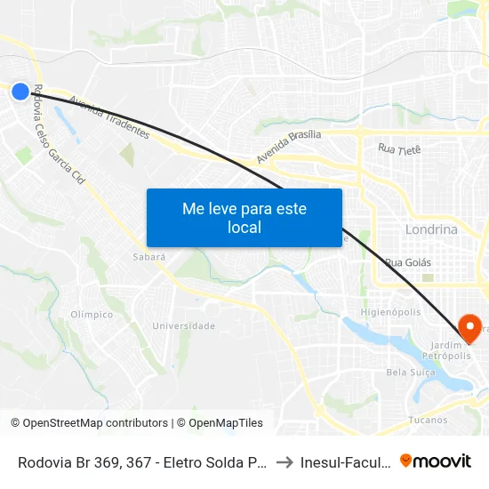 Rodovia Br 369, 367 - Eletro Solda Paranaense to Inesul-Faculdade map