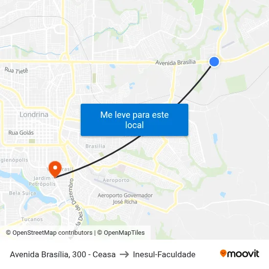 Avenida Brasília, 300 - Ceasa to Inesul-Faculdade map