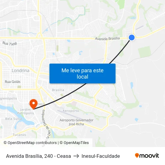 Avenida Brasília, 240 - Ceasa to Inesul-Faculdade map