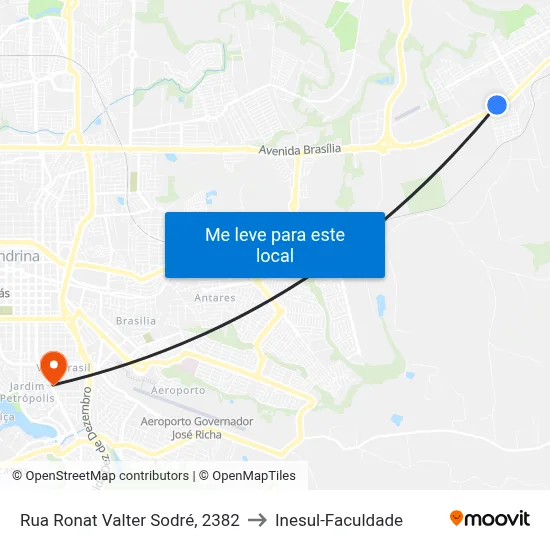 Rua Ronat Valter Sodré, 2382 to Inesul-Faculdade map