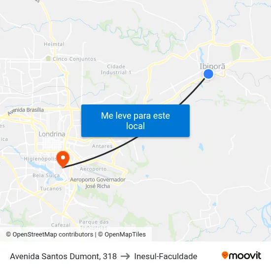 Avenida Santos Dumont, 318 to Inesul-Faculdade map