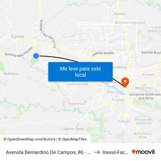 Avenida Bernardino De Campos, 86 - Jardim São Paulo to Inesul-Faculdade map