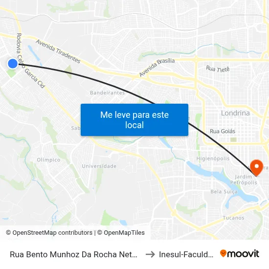 Rua Bento Munhoz Da Rocha Neto, 352 to Inesul-Faculdade map