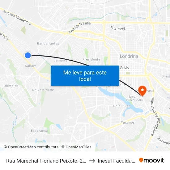 Rua Marechal Floriano Peixoto, 251 to Inesul-Faculdade map