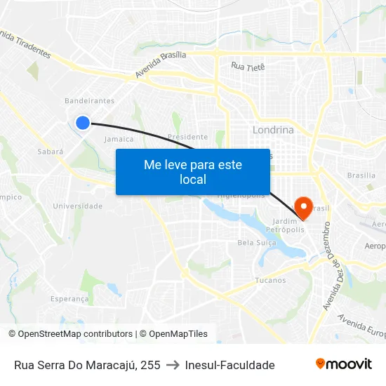 Rua Serra Do Maracajú, 255 to Inesul-Faculdade map