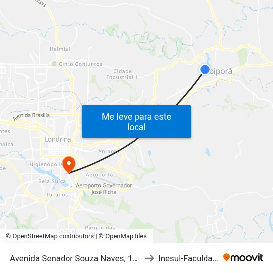 Avenida Senador Souza Naves, 1103 to Inesul-Faculdade map