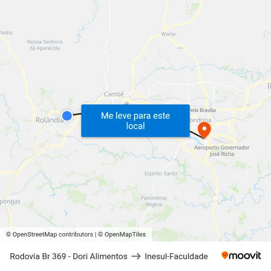Rodovia Br 369 - Dori Alimentos to Inesul-Faculdade map